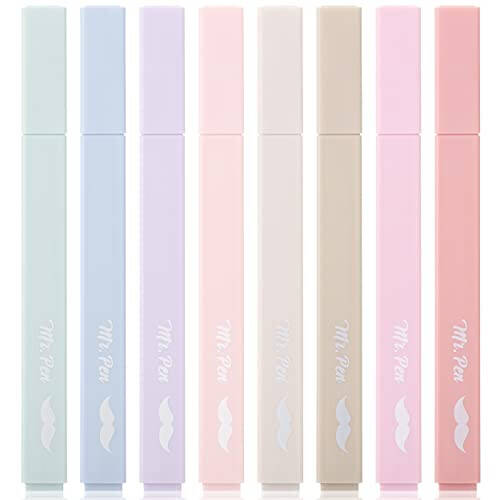 Mr. Pen- Aesthetic Highlighters, 8 Pcs, Chisel Tip, Muted Pastel Color, No Bleed Bible Highlighter Pastel, Highlighters Assorted Colors, Pastel Highlighter Set, Aesthetic School Supplies - 1