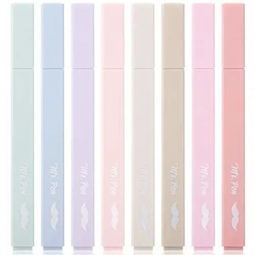 Mr. Pen- Aesthetic Highlighters, 8 Pcs, Chisel Tip, Muted Pastel Color, No Bleed Bible Highlighter Pastel, Highlighters Assorted Colors, Pastel Highlighter Set, Aesthetic School Supplies - MR. PEN
