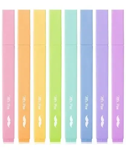 Mr. Pen- Aesthetic Highlighters, 8 Pcs, Chisel Tip, Pastel Candy Colors, Cute Assorted Colors, Bible Highlighters and Pens No Bleed for Bible Pages 