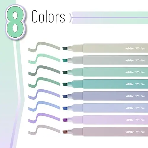 Mr. Pen- Aesthetic Highlighters, 8 pcs, Chisel Tip, Pastel Colors, Cute Highlighters Assorted Colors, Back to School Supplies - MR. PEN (1)