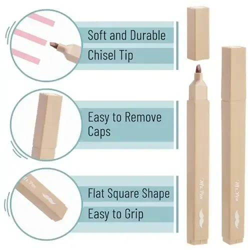 Mr. Pen Aesthetic Highlighters - 8 pcs, Chisel Tip, Pastel & Vintage Colors, No Bleed Bible Highlighters - 3
