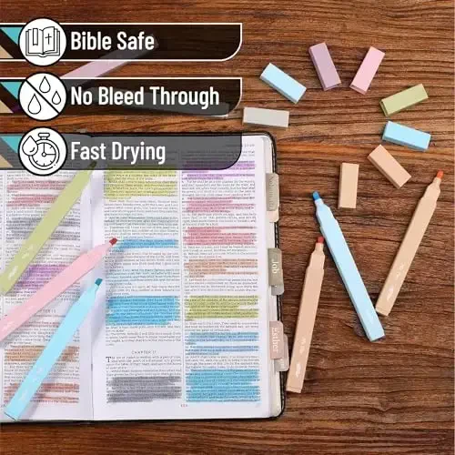 Mr. Pen Aesthetic Highlighters - 8 pcs, Chisel Tip, Pastel & Vintage Colors, No Bleed Bible Highlighters - 4