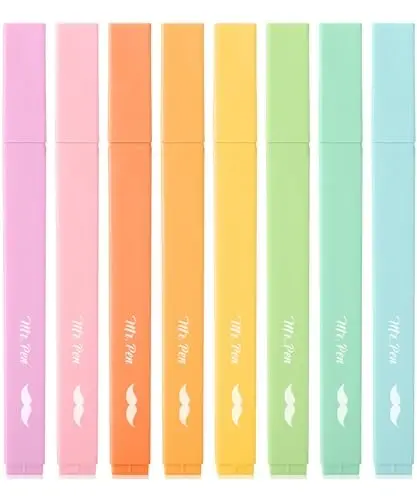 Mr. Pen- Aesthetic Highlighters, 8 pcs, Chisel Tip, Summer Colors | Cute Highlighter Assorted Colors, Bible Highlighters and Pens No Bleed Highlighter for Bible Pages No Bleed - 1