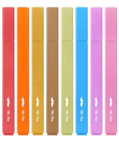 Mr. Pen Aesthetic Highlighters - 8 pcs, Chisel Tip, Warm Colors, Cute Assorted Bible Highlighters - No Bleed - MR. PEN