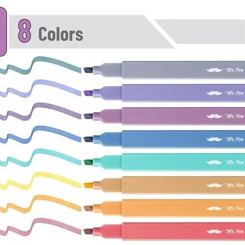 Mr. Pen- Aesthetic Highlighters, 8 pcs, Jewel Tones, Chisel Tip, Cute Highlighters Assorted Colors - MR. PEN (1)