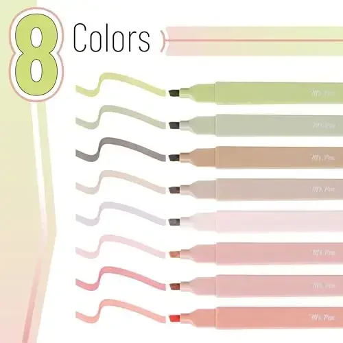Mr. Pen- Aesthetic Highlighters, 8 pcs, Chisel Tip, Boho Colors, No Bleed Bible Highlighter Pastel, Assorted Colors, Cute - MR. PEN (1)
