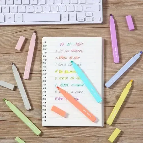 Mr. Pen - Эстетичные текстовыделители, 8 штук, скошенное жало, ретро-цвета, милые текстовыделители разных цветов, милые маркеры - 7