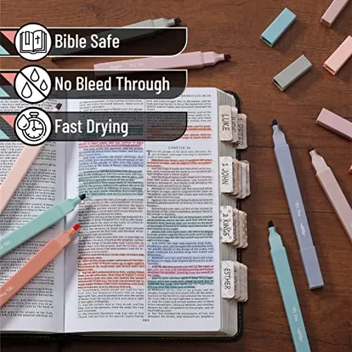 Mr. Pen - Estetik chiroyli markerlar, 8 dona, kesilgan uchi, tuproqli ranglar, turli ranglar, qonamaydigan Injil pastel markerlar to'plami - 4