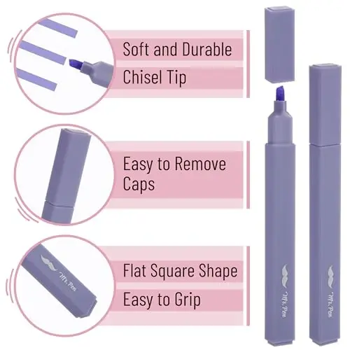 Mr. Pen Aesthetic Highlighters, 8 pcs, Chisel Tip, Assorted Colors, No Bleed Bible Highlighters (Pack of 2) - 3