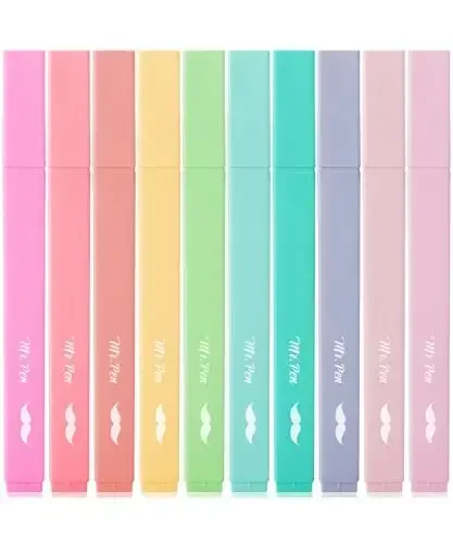 Mr. Pen- Aesthetic Highlighters, 10 pcs, Chisel Tip, Pastel Colors, Cute Highlighters Assorted Colors 