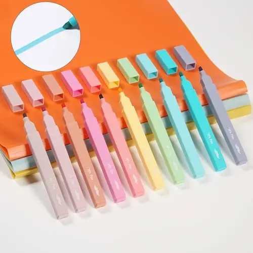 Mr. Pen- Estetik Fosforlu Kalemler, 10 adet, Kesik Uçlu, Pastel Renkler, Sevimli Fosforlu Kalemler Çeşitli Renkler (2'li Paket) - 6