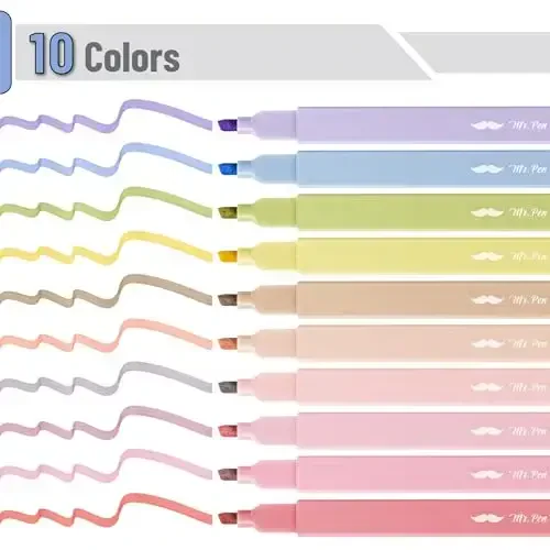 Mr. Pen- Aesthetic Highlighters, 10 pcs, Colorful, Chisel Tip, Cute Highlighters Assorted Colors, Bible Highlighters and Pens No Bleed, No Bleed Highlighters for Bible Pages No Bleed - 2