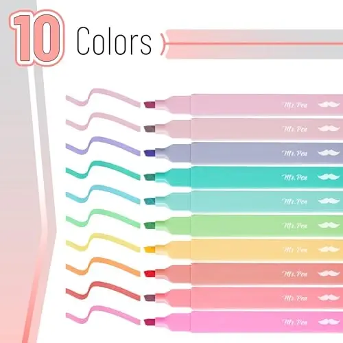Mr. Pen- Aesthetic Highlighters, 10 pcs, Chisel Tip, Pastel Colors, Cute Highlighters Assorted Colors (Pack of 2) - 2