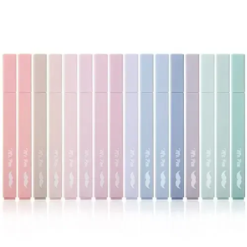 Mr. Pen- Aesthetic Highlighters, 16 pcs, Chisel Tip, Morandi Colors, No Bleed Bible Highlighter Pastel, Assorted Colors, Cute - MR. PEN