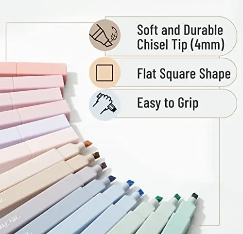 Mr. Pen- Aesthetic Highlighters, 16 pcs, Chisel Tip, Morandi Colors, No Bleed Bible Highlighter Pastel, Assorted Colors, Cute - 3