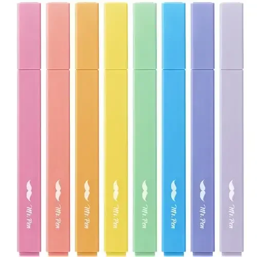 Mr. Pen Aesthetic Highlighters, 8 pcs, Chisel Tip, Assorted Colors, No Bleed Bible Highlighters - 1