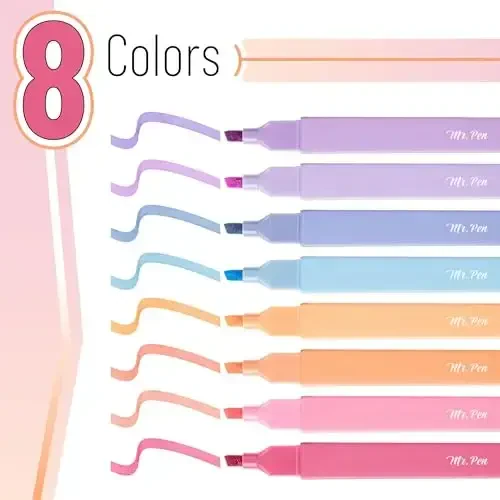 Mr. Pen- Aesthetic Highlighters, 8 pcs, Chisel Tip, Assorted Colors, No Bleed Bible Highlighter Pastel - 2