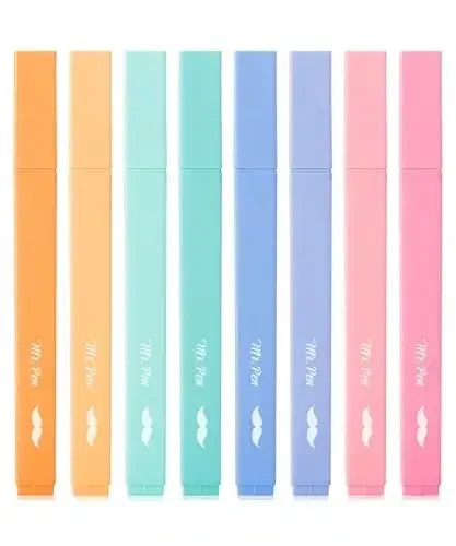 Mr. Pen- Aesthetic Highlighters, 8 pcs, Chisel Tip, Assorted Colors, Cute Highlighters Assorted Colors 