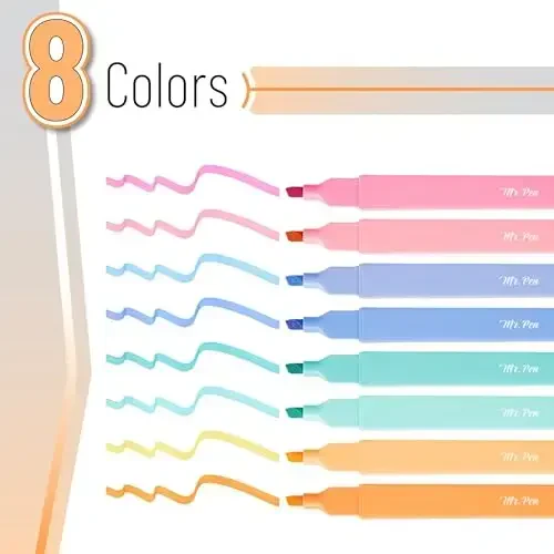 Mr. Pen- Aesthetic Highlighters, 8 pcs, Chisel Tip, Assorted Colors, Cute Highlighters Assorted Colors - MR. PEN (1)