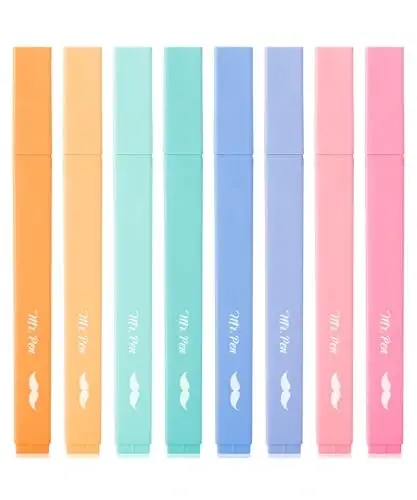 Mr. Pen- Aesthetic Highlighters, 8 pcs, Chisel Tip, Assorted Colors, Cute Highlighters Assorted Colors - MR. PEN