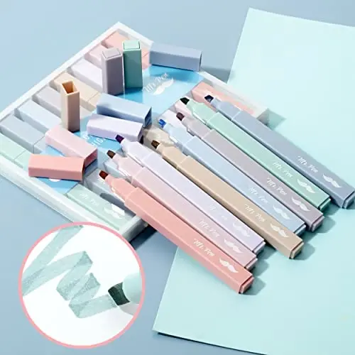 Mr. Pen Aesthetic Highlighters - 8 pcs Chisel Tip Morandi Colors No Bleed Bible Pastel Highlighter Set - 4