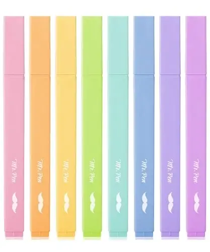 Mr. Pen- Aesthetic Highlighters, 8 Pcs, Chisel Tip, Pastel Candy Colors, Cute Assorted Colors, Bible Highlighters and Pens No Bleed for Bible Pages - 1
