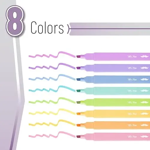 Mr. Pen- Aesthetic Highlighters, 8 Pcs, Chisel Tip, Pastel Candy Colors, Cute Assorted Colors, Bible Highlighters and Pens No Bleed for Bible Pages - 2