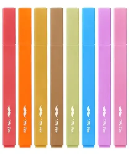 Mr. Pen Aesthetic Highlighters - 8 pcs, Chisel Tip, Warm Colors, Cute Assorted Bible Highlighters - No Bleed - 1