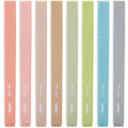 Mr. Pen- Aesthetic Highlighters, 8 pcs, Chisel Tip, Vintage Colors, No Bleed Bible Highlighter Pastel, Highlighters Assorted Colors, Pastel Highlighter Set, Cute Highlighter - 1