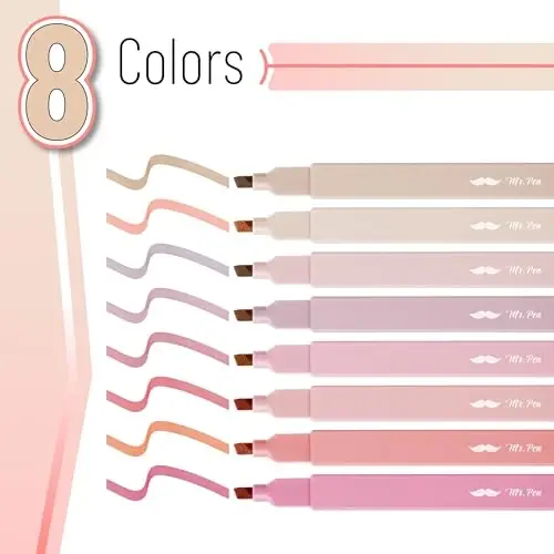 Mr. Pen- Aesthetic Highlighters, 8 pcs, Chisel Tip, Vintage Colors, No Bleed Bible Highlighter Pastel, Highlighters Assorted Colors - MR. PEN (1)