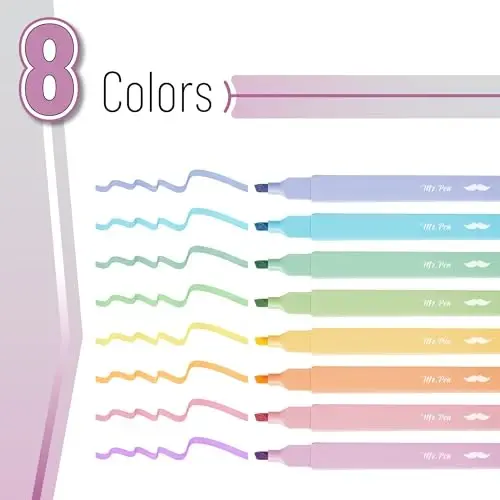 Mr. Pen- Aesthetic Highlighters, 8 pcs, Chisel Tip, Pastel Colors, Cute Highlighters Assorted Colors (Pack of 2) - 2