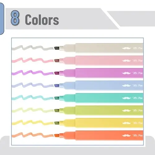 Mr. Pen- Aesthetic Highlighters, 8 Pack, Chisel Tip, Retro Colors, Cute Highlighters Assorted Colors, Cute Markers - MR. PEN (1)