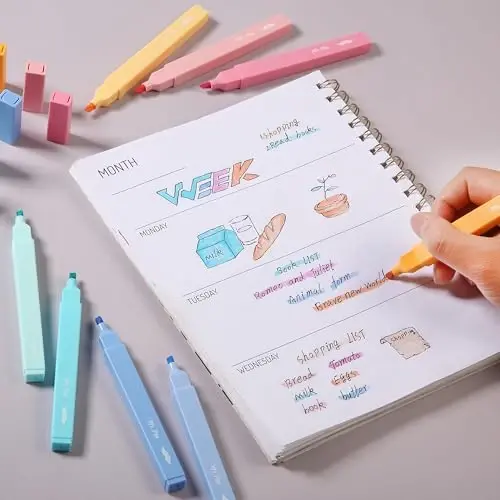 Mr. Pen - Estetik highlighterlar, 8 dona, keski uchi, turli xil ranglar, yoqimli turli rangdagi highlighterlar - 5