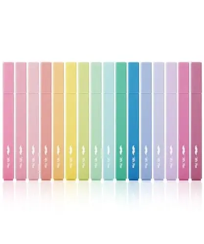 Mr. Pen - Estetik Highlighters, 16 dona, Chisel uchi, Turli xil ranglar, Qon ketmaydigan Injil uchun pastel highlighter - 1