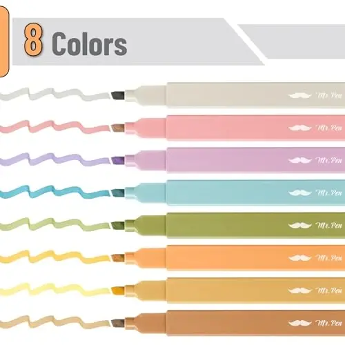 Mr. Pen- Estetik Highlighters, 8 Pack, Chisel Tip, Moss Garden, Yoqimli Highlighterlar Assortiment Ranglar, Maktabga qaytish uchun materiallar - 2
