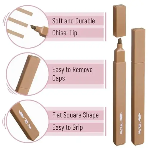 Mr. Pen - Estetik Highlighters, 8 Pack, Chisel Tip, Vintage Brown, Chiroyli Highlighters Turli Xil Ranglar - 4
