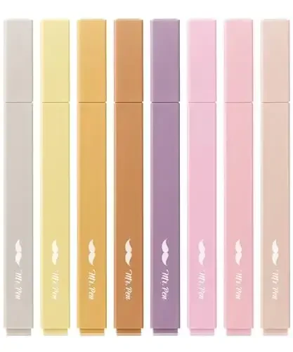 Mr. Pen - Estetik Highlighters, 8 Pack, Chisel Tip, Vintage Brown, Chiroyli Highlighters Turli Xil Ranglar - MR. PEN