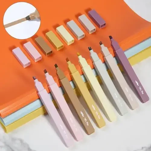 Mr. Pen - Estetik Highlighters, 8 Pack, Chisel Tip, Vintage Brown, Chiroyli Highlighters Turli Xil Ranglar - 7