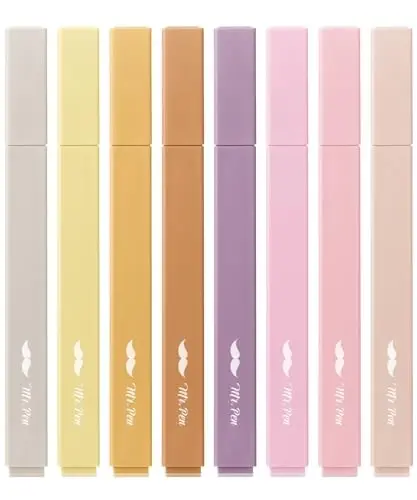 Mr. Pen - Estetik Highlighters, 8 Pack, Chisel Tip, Vintage Brown, Chiroyli Highlighters Turli Xil Ranglar 