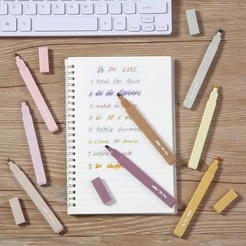 Mr. Pen - Estetik Highlighters, 8 Pack, Chisel Tip, Vintage Brown, Chiroyli Highlighters Turli Xil Ranglar - 6