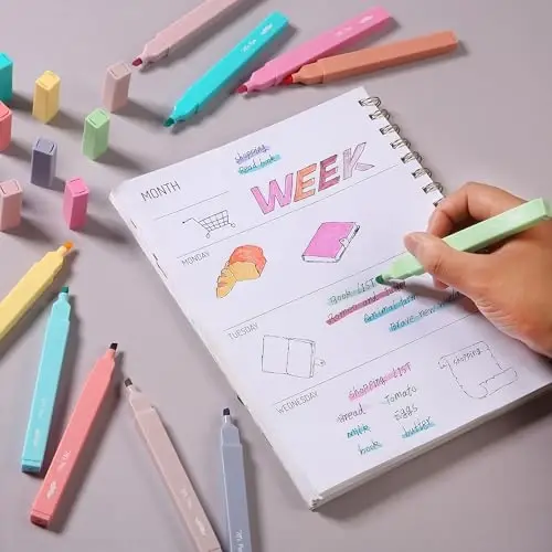 Mr. Pen - Estetik markerlar, 10 dona, kesik uchli, pastel ranglar, turli rangdagi yoqimli markerlar - 5