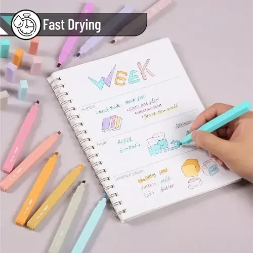 Mr. Pen - Estetik markerlar, 10 dona, kesilgan uchli, konfet ranglari, turli xil rangdagi yoqimli markerlar, maktab markerlari uchun yoqimli markerlar, markerlar to'plami, pastel markerlar - 3