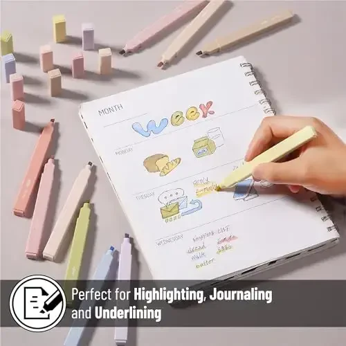 Mr. Pen - Estetik markerlar, 10 dona, rang-barang, kesilgan uchli, yoqimli markerlar turli ranglarda, Injil markerlari va ruchkalari qonamaydi, Injil sahifalari uchun qonamaydigan markerlar - 5