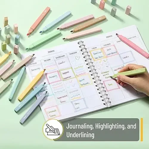 Mr. Pen - Estetik markerlar, 20 dona, kesilgan uchli, pastel ranglar, Bibliya uchun oqmaydigan pastel marker, turli ranglar - 6