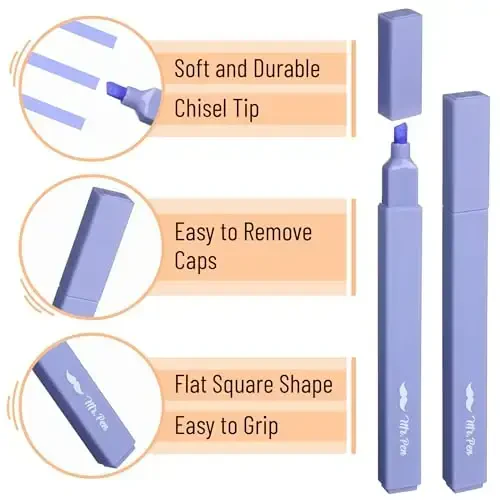 Mr. Pen - Estetik markerlar, 8 dona, kesik uchli, Rainbow Rangers, turli rangdagi yoqimli markerlar - 4