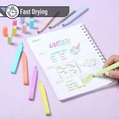 Mr. Pen - Estetik markerlar, 8 dona, kesik uchli, retro ranglar, turli rangdagi yoqimli markerlar, yoqimli markerlar - 3