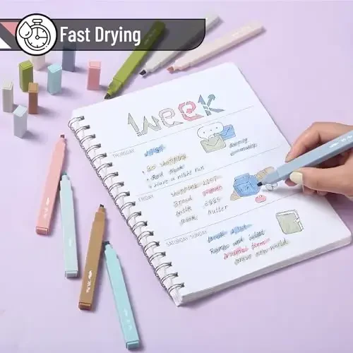 Mr. Pen - Estetik markerlar, 8 dona, kesilgan uchi, tabiiy tuproq, turli rangdagi yoqimli markerlar - 3