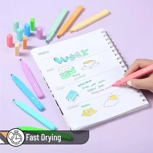 Mr. Pen - Estetik markerlar, 8 dona, kesilgan uchli, yozgi ranglar, chiroyli markerlar, turli ranglar - 3