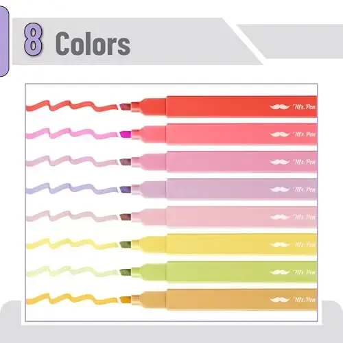 Mr. Pen - Estetik markerlar, 8 dona, kesilgan uchli, Yozgi tong, Chiroyli markerlar, turli xil ranglar - 2