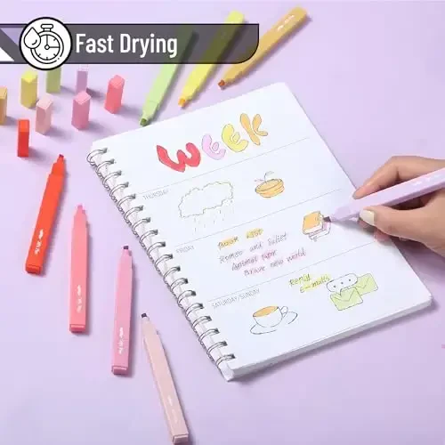 Mr. Pen - Estetik markerlar, 8 dona, kesilgan uchli, Yozgi tong, Chiroyli markerlar, turli xil ranglar - 3